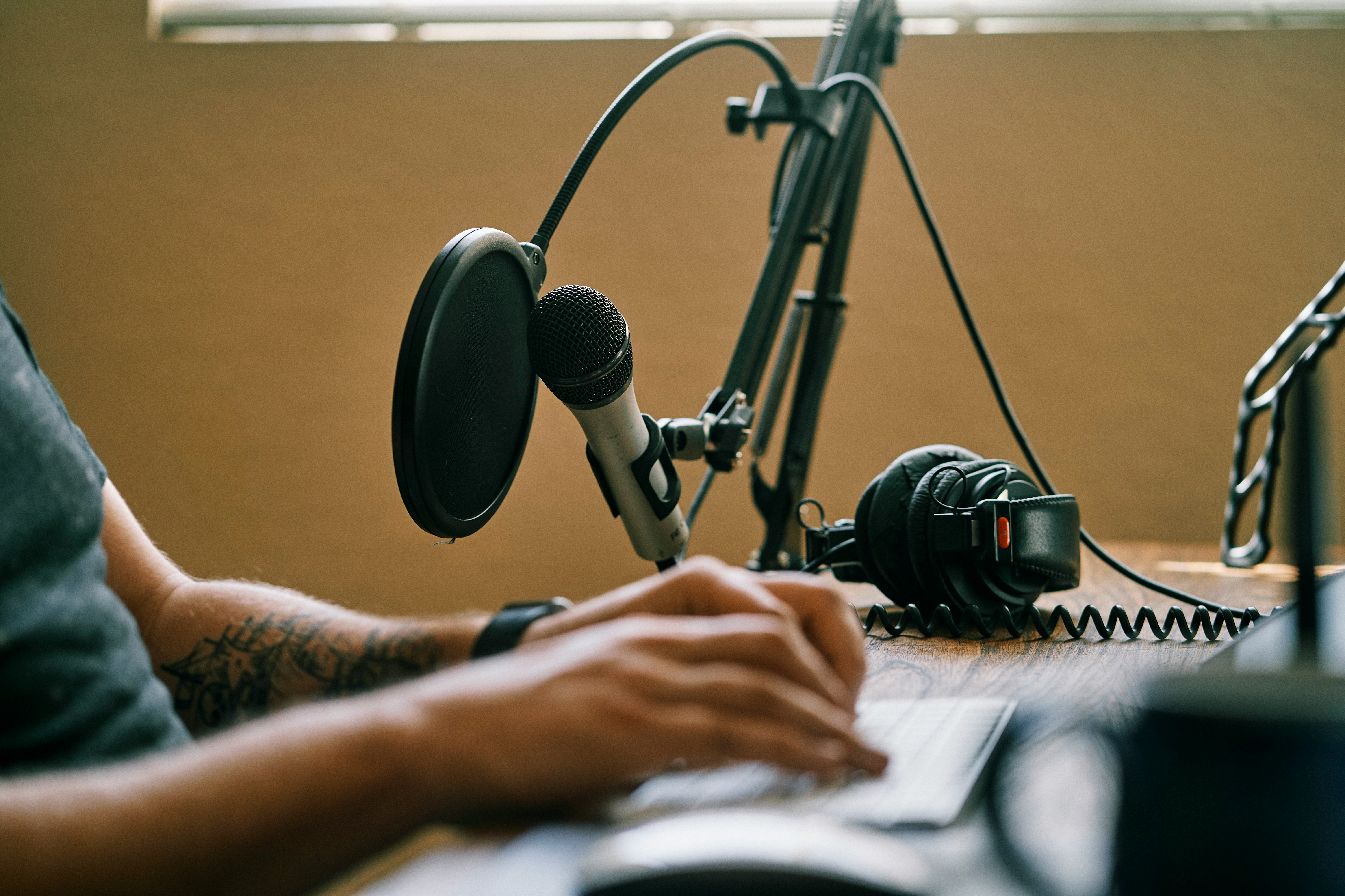 Condenser microphone in a treated home recording space